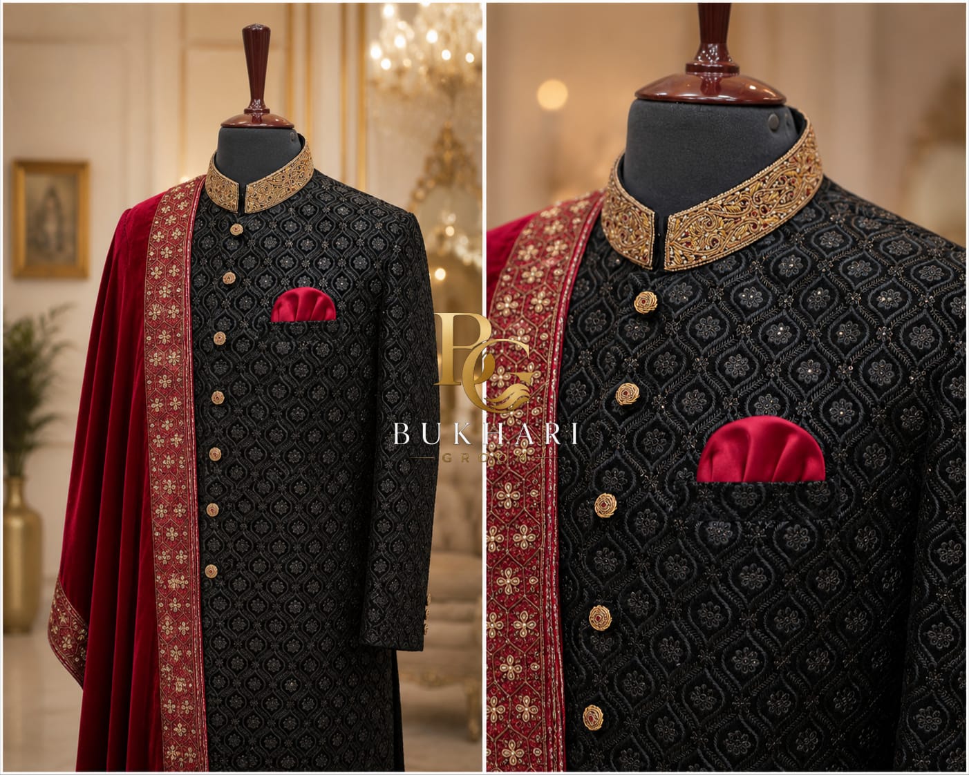 black velvet sherwani