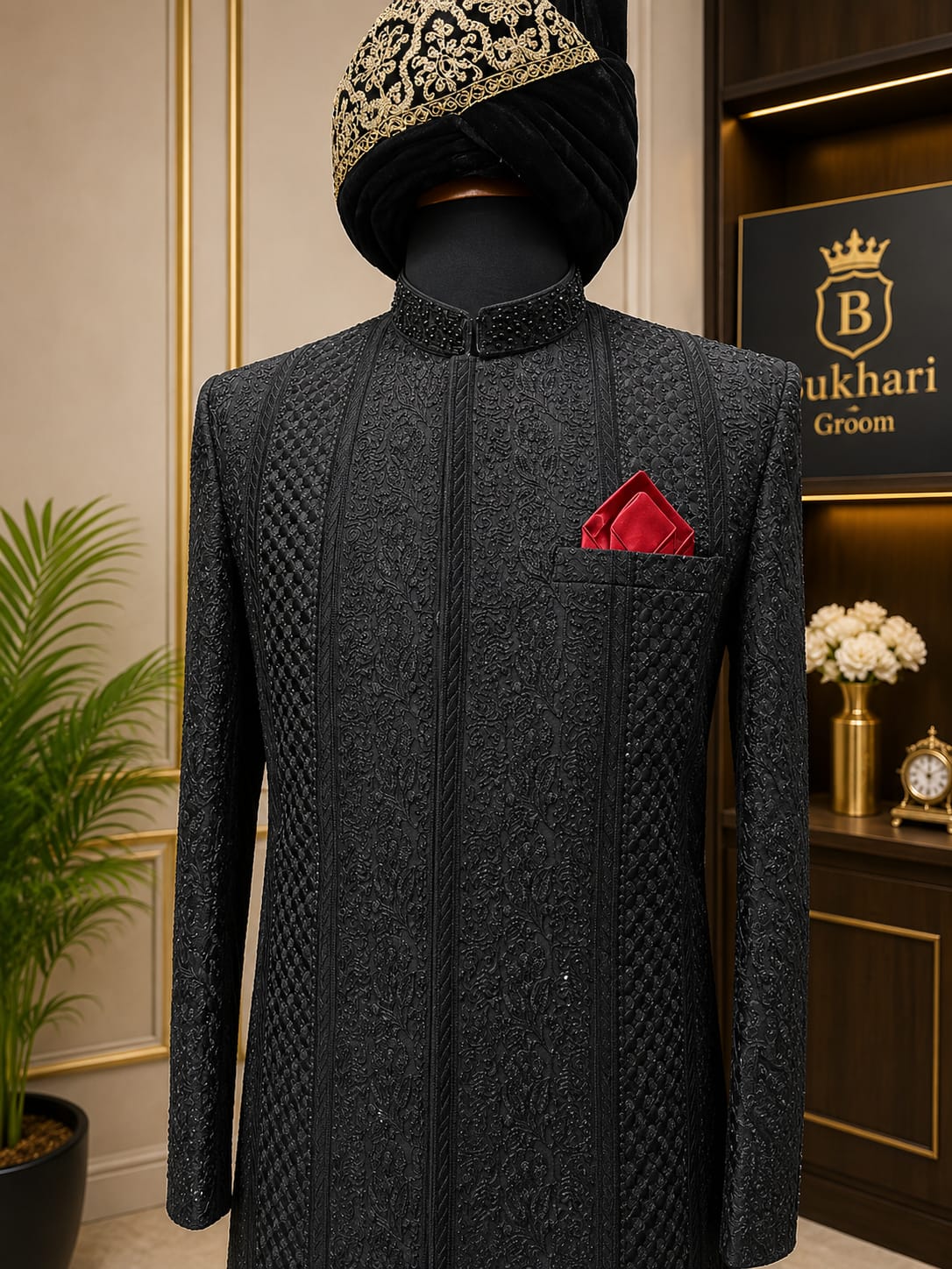 Black sherwani